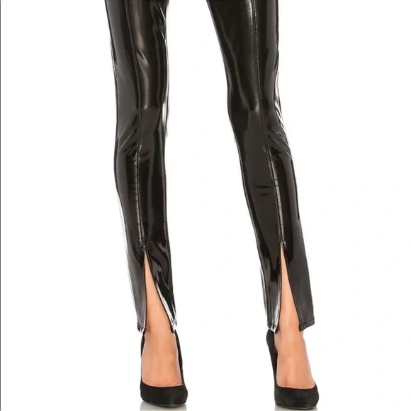 Sold Blanc NYC Dominatrix Black Vinyl Split Hem Pants Size 28 - Picture 3 of 11